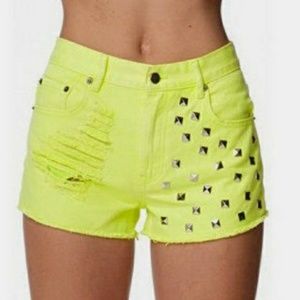 Forever 21 Neon Yellow Jean Shorts